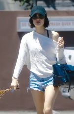 LUCY HALE in Denim Shprts Out in Studio City 04/29/2017