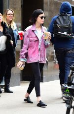 LUCY HALE Leaves Starbucks in New York 04/19/2017