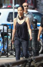 LUCY LIU on the Set of Elementary in West Village 04/11/2017