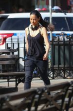 LUCY LIU on the Set of Elementary in West Village 04/11/2017