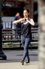 LUCY LIU on the Set of Elementary in West Village 04/11/2017