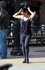 LUCY LIU on the Set of Elementary in West Village 04/11/2017