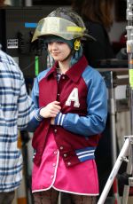 MAISIE WILLIAMS on the Set of Departures in New York 04/25/2017
