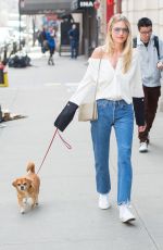 MARTHA HUNT Walks Her Dog in New York 04/10/2017
