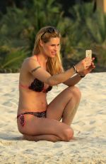 MICHELLE HUNZIKER in Bikini on the Beach in Dubai 04/11/2017
