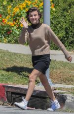 MILLIE BOOBY BROWN on the Set of Black Dhalia House in Los Angeles 04/20/2017