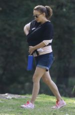 NATALIE PORTMAN in Denim Shorts Out in Public with Baby Amalia in Los Feliz 04/05/2017