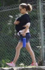 NATALIE PORTMAN in Denim Shorts Out in Public with Baby Amalia in Los Feliz 04/05/2017