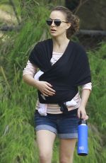 NATALIE PORTMAN in Denim Shorts Out in Public with Baby Amalia in Los Feliz 04/05/2017