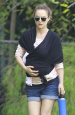 NATALIE PORTMAN in Denim Shorts Out in Public with Baby Amalia in Los Feliz 04/05/2017