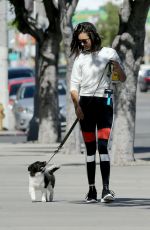 NINA DOBREV Walks Her Dog Out in West Hollywood 04/28/2017