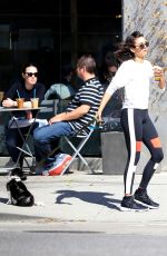 NINA DOBREV Walks Her Dog Out in West Hollywood 04/28/2017