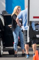 OLIVIA HOLT in Jeans on the Set of Neutrogena Commercial in Los Angeles 04/23/2017