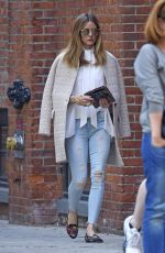 OLIVIA PALERMO in Ripped Jeans Out in New York 04/16/2017
