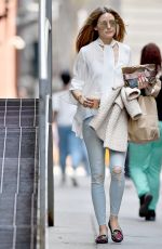 OLIVIA PALERMO in Ripped Jeans Out in New York 04/16/2017