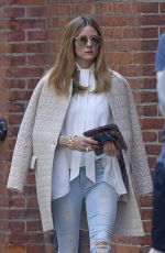 OLIVIA PALERMO in Ripped Jeans Out in New York 04/16/2017