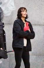 PAULA PATTON on the Set of Somewhere Between Movie in Vancouver 04/08/2017
