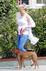 Pregnant ABI TITMUSS Walks Her Dog Out in Los Angeles 04/28/2017