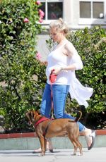 Pregnant ABI TITMUSS Walks Her Dog Out in Los Angeles 04/28/2017