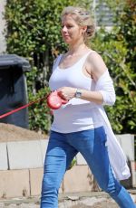 Pregnant ABI TITMUSS Walks Her Dog Out in Los Angeles 04/28/2017