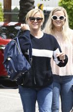 REESE WITHERSPOON and AVA PHILLIPPE After A Helicopter Trip in Santa Monica 04/11/2017