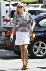 REESE WITHERSPOON in White Skirt Out in Los Angeles 04/13/2017