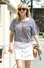 REESE WITHERSPOON in White Skirt Out in Los Angeles 04/13/2017