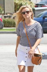 REESE WITHERSPOON in White Skirt Out in Los Angeles 04/13/2017