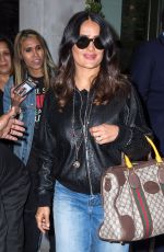 SALMA HAYEK Leaves a Press Junket in New York 04/20/2017