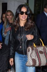 SALMA HAYEK Leaves a Press Junket in New York 04/20/2017
