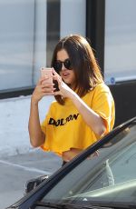 SELENA GOMEZ Leaves Shamrock Tattoo in Hollywood 04/09/2017