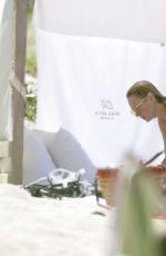 UMA THURMAN in Bikini on the Beach in St Barth 04/01/2017