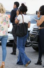 VANESSA HUDGENS Gets a Flat Tire while Shopping with STELLA in Los Angeles 04/28/2017