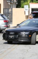 VANESSA HUDGENS Gets a Flat Tire while Shopping with STELLA in Los Angeles 04/28/2017
