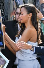 ZOE SALDANA Arrives at Jimmy Kimmel Live in Los Angeles 04/17/2017