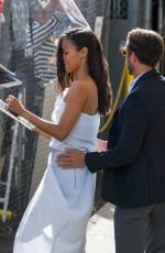 ZOE SALDANA Arrives at Jimmy Kimmel Live in Los Angeles 04/17/2017