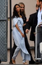 ZOE SALDANA Arrives at Jimmy Kimmel Live in Los Angeles 04/17/2017