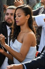 ZOE SALDANA Arrives at Jimmy Kimmel Live in Los Angeles 04/17/2017