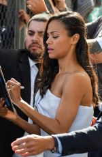 ZOE SALDANA Arrives at Jimmy Kimmel Live in Los Angeles 04/17/2017