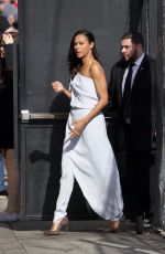 ZOE SALDANA Arrives at Jimmy Kimmel Live in Los Angeles 04/17/2017