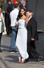 ZOE SALDANA Arrives at Jimmy Kimmel Live in Los Angeles 04/17/2017