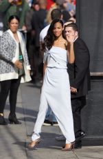 ZOE SALDANA Arrives at Jimmy Kimmel Live in Los Angeles 04/17/2017