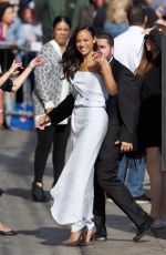 ZOE SALDANA Arrives at Jimmy Kimmel Live in Los Angeles 04/17/2017