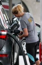 ASHLEY GREENE in Leggings at a Gas Station in Los Angeles 05/09/2017