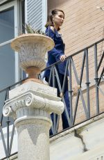 BELLA HADID at Balcony of Her Hotel in Rome 05/24/2017