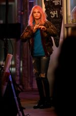 CARA DELEVINGNE on the Set if Life in a Year 05/10/2017