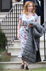 CHRISTINA HENDRICKS on the Set of The Burning Woman in Brockton 05/08/2017