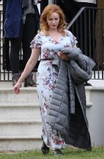CHRISTINA HENDRICKS on the Set of The Burning Woman in Brockton 05/08/2017