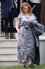 CHRISTINA HENDRICKS on the Set of The Burning Woman in Brockton 05/08/2017