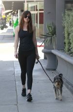 DAKOTA JOHNSON Out with Her Dog in Los Angeles 05/18/2017